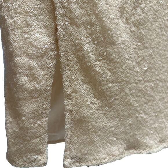 Lulu’s Start the Night Off Pink Cream Sequin Cowl Neck Bodycon Mini Dress S NWT - Picture 9 of 14